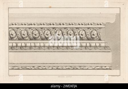 Lista di motivi floreali e tulipani, Berthault, dopo Richard de Lalonde, 1784 - 1785 stampa un elenco ornamentale di motivi floreali e tulipani. ornamenti per incisione/incisione su carta  arte (+ decorazioni per cornici) Foto Stock