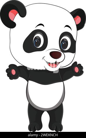 Illustrazione vettoriale simpatico personaggio panda Illustrazione Vettoriale