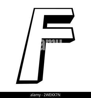 Lettera del logo f carattere sottile alto lettera f altezza prospettiva Illustrazione Vettoriale