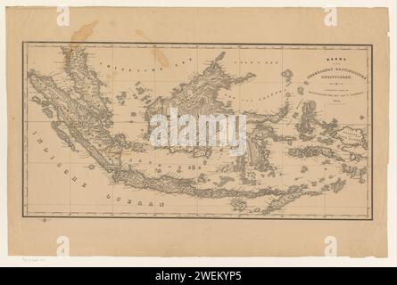 Mappa dell'ex colonia delle Indie Orientali olandesi, Daniël Vulawaard (II), 1843 carte stampate per incidere mappe di paesi o regioni separate Indie Orientali olandesi, il Foto Stock