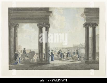 Vista dei giardini di Villa Medici a Roma, stampa 1758 - 1803 Vista da una galleria sui giardini di Villa Medici a Roma. Un obelisco sullo sfondo. villa di incisione di carta. giardino. obelisco, ago Villa Medici Foto Stock