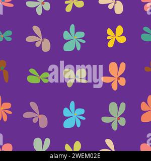fiori colorati a forma di doodle vettoriale senza cuciture Illustrazione Vettoriale