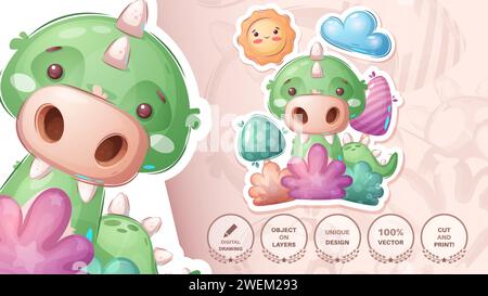 Personaggi dei cartoni animati coccodrilli. Carino Amimal. Illustrazione alligatore per bambini Illustrazione Vettoriale