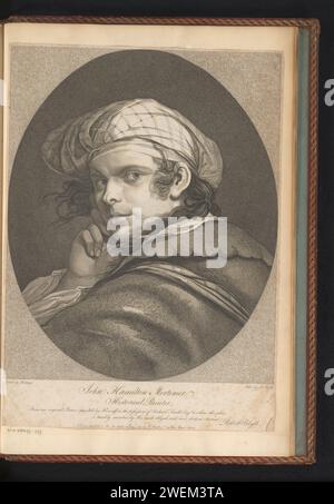 Portret van John Hamilton Mortimer, 1782 Print è parte di un album. incisione/incisione di persone storiche. ritratto, autoritratto del pittore Foto Stock