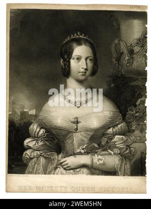 Incisione di sua Maestà, Regina Vittoria, Gran Bretagna, XIX secolo, incisa da James Posselwhite Foto Stock