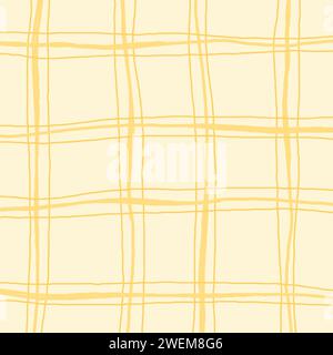Schema geometrico irregolare disegnato a mano con griglia a mano libera. Esclusivi bordi e forme di pennello beige e giallo. Elemento di design semplice grunge y2k, VEC Illustrazione Vettoriale