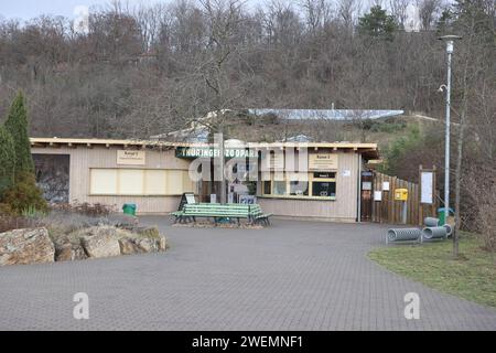 Erfurt, Germania. 26 gennaio 2024. Il parco zoologico nella capitale dello stato ha ottenuto un equilibrio positivo alla conferenza stampa di oggi. Un totale di 1088 animali vivono nel parco zoologico. Credito: Bodo Schackow/dpa/Alamy Live News Foto Stock