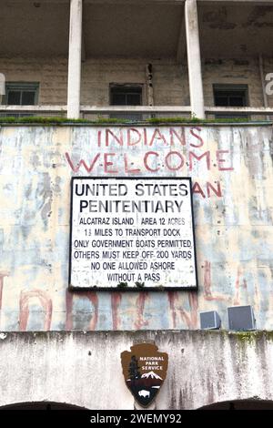 Il penitenziario degli Stati Uniti, Alcatraz Island, noto anche semplicemente come Alcatraz o The Rock, era una prigione federale di massima sicurezza sull'isola di Alcatraz. Foto Stock