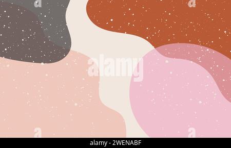 Sfondo artistico contemporaneo disegnato a mano con forme organiche liquide e granulosità. Collage artistico alla moda in colori pastello. Modello banner estetico per Illustrazione Vettoriale