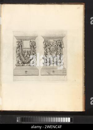 Vista frontale del Palazzo di Vincenzo Giustiniani, stampa 1636 - 1647 Vista frontale del Palazzo di Vincenzo Giustiniani a Roma. La stampa fa parte di un album con una serie di stampe sulle sculture della collezione della Galleria Giustiniani a Roma. incisione di carta pezzo di scultura, riproduzione di un pezzo di scultura. Architettura civica; edifici; abitazioni Roma Foto Stock