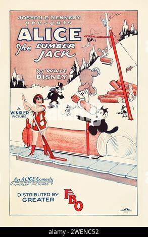 Alice the Lumberjack (Greater FBO, 1926) un poster di Alice Comedy - Film. Creato da Walt Disney (prima di Topolino) - poster a fumetti vintage. Foto Stock