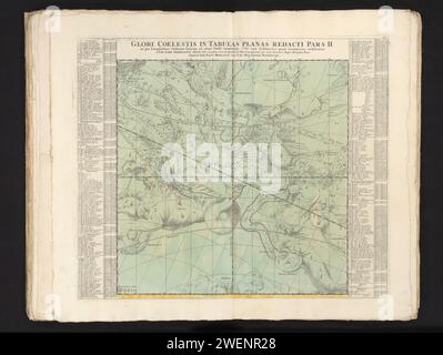 Seconda parte di una serie di sei parti di carte del cielo stellato alla fine dell'anno 1730, Anonimo, dopo Johann Gabriel Doppelmoyr, 1742 stampe numerate in alto a destra: 21. zodiaco per incisione/incisione su carta; i dodici segni zodiacali insieme. mappa stellare, mappa stellare Foto Stock