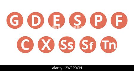 Set di simboli di presenza allergenica. Illustrazione Vettoriale