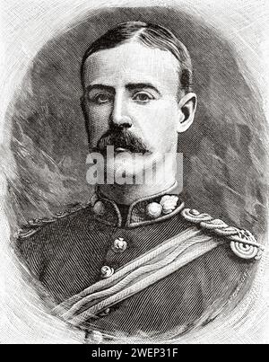 William Grant Stairs (1863-1892) è stato un esploratore, soldato e avventuriero canadese-britannico, membro della spedizione Stanley. Africa. Emin Pasha Relief Expedition 1886-1889 di Henry Morton Stanley (1841 - 1904) incisione del vecchio XIX secolo da le Tour du Monde 1890 Foto Stock