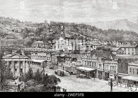 Una vecchia strada a Wellington, nuova Zelanda. Viaggio in nuova Zelanda 1889 di Gerrit Verschuur (1840-1906) Foto Stock