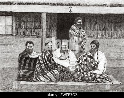 Capi Maori, nuova Zelanda. Viaggio in nuova Zelanda 1889 di Gerrit Verschuur (1840-1906) Foto Stock