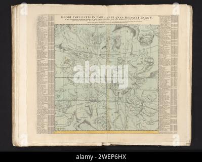 Quinta parte di una serie di sei parti di carte del cielo stellato alla fine dell'anno 1730, Anonimo, dopo Johann Gabriel Doppelmoyr, 1742 stampe numerate in alto a destra: 24. zodiaco per incisione/incisione su carta; i dodici segni zodiacali insieme. mappa stellare, mappa stellare Foto Stock