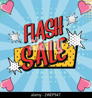 flash sales pop art testo di vendita enorme immagine vettoriale pop Illustrazione Vettoriale