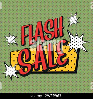 flash sales pop art testo di vendita enorme immagine vettoriale pop Illustrazione Vettoriale