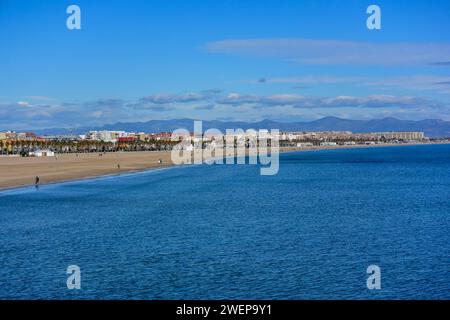 2023 Spagna, Valencia Beach Promenade Foto Stock