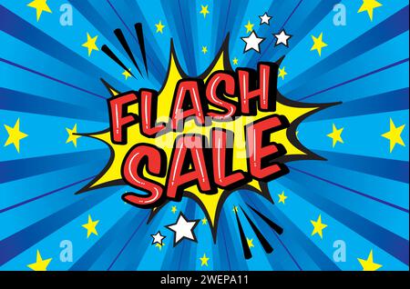 flash sales pop art testo di vendita enorme immagine vettoriale pop Illustrazione Vettoriale