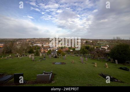 Guardando attraverso la città di Kimberley da Knowle Hill nel Nottinghamshire, Regno Unito Foto Stock