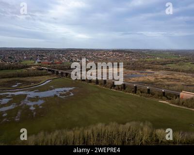Vista aerea del viadotto di Bennerley vicino ad Awsworth, Nottinghamshire, Regno Unito Foto Stock