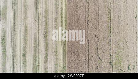 vista aerea di vari campi agricoli Foto Stock