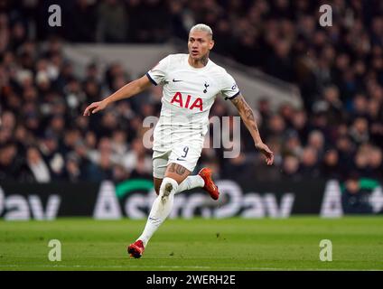 Richarlison del Tottenham Hotspur durante la partita del quarto turno della Emirates fa Cup al Tottenham Hotspur Stadium di Londra. Data immagine: Venerdì 26 gennaio 2024. Foto Stock