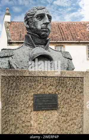 Busto della figura interessante e controversa ammiraglio Lord Thomas Alexander Cochrane, X conte di Dundonald, 1775 - 1860. Foto Stock