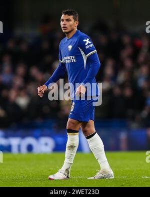 Thiago Silva del Chelsea in azione durante la partita del quarto turno del Chelsea FC vs Aston Villa FC Emirates fa Cup a Stamford Bridge, Londra, Inghilterra, Regno Unito il 26 gennaio 2024 credito: Every Second Media/Alamy Live News Foto Stock