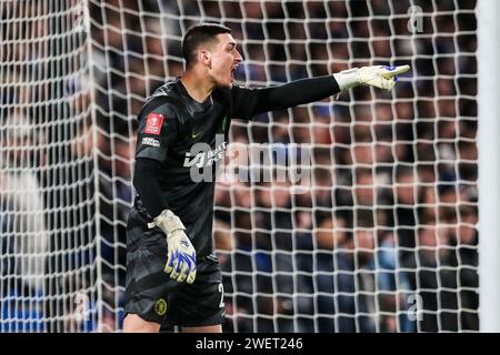 Il portiere del Chelsea Djordje Petrovic in azione durante la partita del quarto turno Chelsea FC vs Aston Villa FC Emirates fa Cup a Stamford Bridge, Londra, Inghilterra, Regno Unito il 26 gennaio 2024 crediti: Every Second Media/Alamy Live News Foto Stock