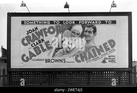 Un cartellone che promuove un film MGM con Joan Crawford e Clark Gable nel 1934, Hollywood, California, USA Foto Stock