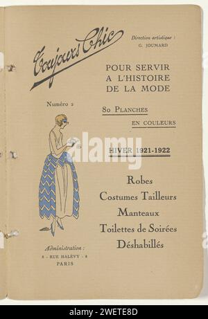 Sempre chic / per servire la storia della moda. Inverno 1921-1922: Titelpagina, 1921 - 1922 Titelpagina van di Catalogus sempre chic: Inverno 1921-1922, numero 2: Abiti, costumi sartoriali, cappotti, serate, deshabillato. carta letterpress stampa di piatti di moda Foto Stock