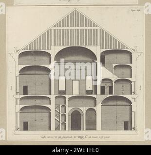 Sezione trasversale della Villa Spinola di San Pietro a Genova, stampa del 1622 questa stampa fa parte di un album. sezione di incisione su carta  progettazione architettonica o modello. Hôtel, cioè piccolo palazzo in città - AA - architettura civica: All'interno di Villa Spinola di San Pietro Foto Stock