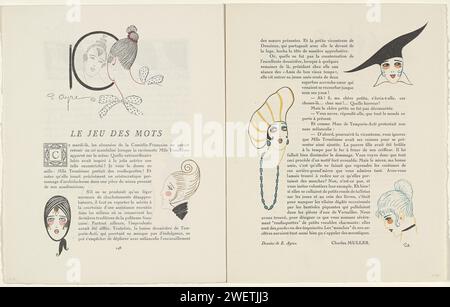 GAZETTE DU BON TON, 1914 - No. 7, p. 248: The game of Words, 1914 testo di Charles Muller con illustrazioni di acconciature femminili. P. 248 della Gazette du Bon Ton 1914, n. 7. carta letterpress stampa di piatti di moda Foto Stock