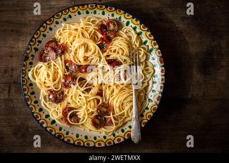 Piatto di spaghetti al Pomodoro, Italia Foto Stock