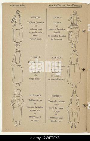 Inverno sempre chic 1921-1922: Indice, 1921 - 1922 Indice pagine dal catalogo 'Toujours Chic' in cui una panoramica della moda invernale 1921-1922. carta letterpress stampa di piatti di moda Foto Stock