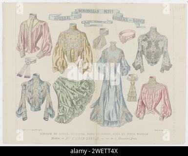 Journal of Demoiselles and Little Courier des Dames, 1 gennaio 1903, No. 5295: Corsage de Soiré (...), 1903 Body for the Evening, bluse, abito da sera, collari e sottogonna o 'Jupon Habillé'. Secondo la didascalia: "Modèles" di Marie-Louise. Stampa dalla rivista di moda Journal des Demoiselles (et Petit Courrier des Dames) (1833-1922). lastre di moda per incidere la carta. colletto: colletto (+ abiti da donna). abbigliamento per la parte superiore del corpo: camicetta (+ abiti da donna). abito, abito: abito da sera (+ abiti da donna). abbigliamento per la parte superiore del corpo (+ abiti da donna). Foto Stock