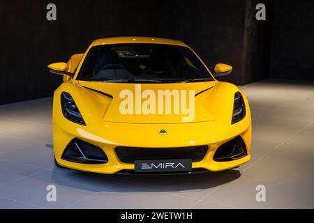 Nuove auto Electirc prodotte dalla Lotus, Hong Kong, Cina. Foto Stock