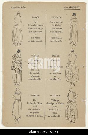 Inverno sempre chic 1921-1922: Indice, 1921 - 1922 Indice pagine dal catalogo 'Toujours Chic' in cui una panoramica della moda invernale 1921-1922. carta letterpress stampa di piatti di moda Foto Stock