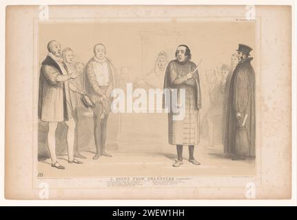 Cartoon with Disraeli as Shylock, John Doyle, 1844 stampa Cartoon on on English Inland Politics nel 1844 in cui Benjamin Disraeli è stato presentato come il mercante ebreo Shylock nella commedia 'The Merchant of Venice' di William Shakespeare. Pubblicato come n.. 812 nella serie HB Sketches. Paper (SHAKESPEARE, Mercante di Venezia) opere specifiche di letteratura (con AUTORE, titolo). Shylock. caricature politiche e satire Foto Stock