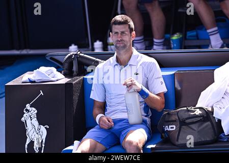 Melbourne, Australie. 26 gennaio 2024. Novak Djokovic durante il torneo di tennis Australian Open AO 2024 del grande Slam il 26 gennaio 2024 al Melbourne Park di Melbourne, Australia. Foto Victor Joly/DPPI Credit: DPPI Media/Alamy Live News Foto Stock