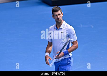 Melbourne, Australie. 26 gennaio 2024. Novak Djokovic durante il torneo di tennis Australian Open AO 2024 del grande Slam il 26 gennaio 2024 al Melbourne Park di Melbourne, Australia. Foto Victor Joly/DPPI Credit: DPPI Media/Alamy Live News Foto Stock
