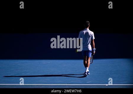 Melbourne, Australie. 26 gennaio 2024. Novak Djokovic durante il torneo di tennis Australian Open AO 2024 del grande Slam il 26 gennaio 2024 al Melbourne Park di Melbourne, Australia. Foto Victor Joly/DPPI Credit: DPPI Media/Alamy Live News Foto Stock