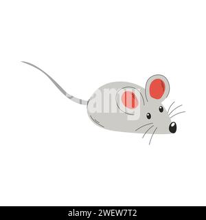 Un topo, un giocattolo per un gatto. Un articolo per animali domestici. Un'illustrazione vettoriale piatta isolata su uno sfondo bianco Illustrazione Vettoriale