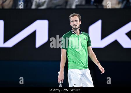 Melbourne, Australie. 26 gennaio 2024. Daniil Medvedev durante il torneo di tennis Australian Open AO 2024 del grande Slam il 26 gennaio 2024 al Melbourne Park di Melbourne, Australia. Foto Victor Joly/DPPI Credit: DPPI Media/Alamy Live News Foto Stock