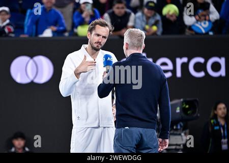 Melbourne, Australia. 26 gennaio 2024. Daniil Medvedev durante il torneo di tennis Australian Open AO 2024 del grande Slam al Melbourne Park di Melbourne, Australia, il 26 gennaio 2024. Foto di Victor Joly/ABACAPRESS.COM Credit: Abaca Press/Alamy Live News Foto Stock