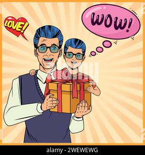 Stile pop art Super Papà Day Illustrazione Vettoriale