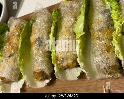 Piatto nem asiatico su un letto di insalata Foto Stock